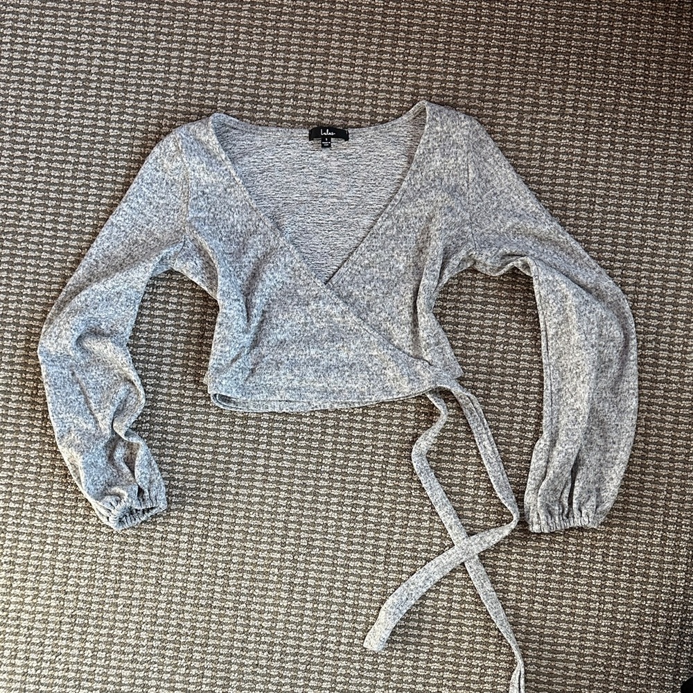 Lulu's Heather Gray Wrap Crop Top